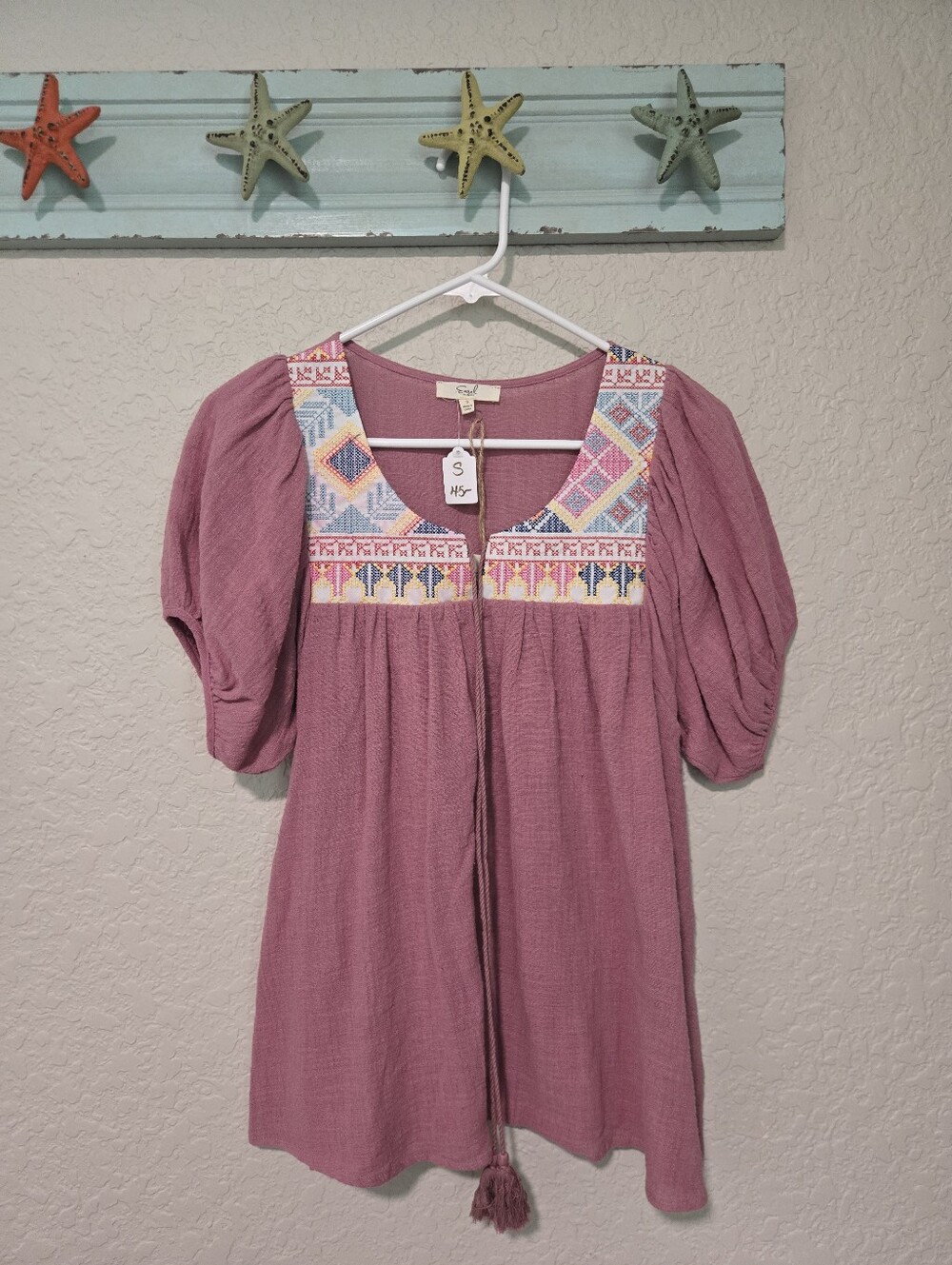 Easel Pink Embroidered Blouse